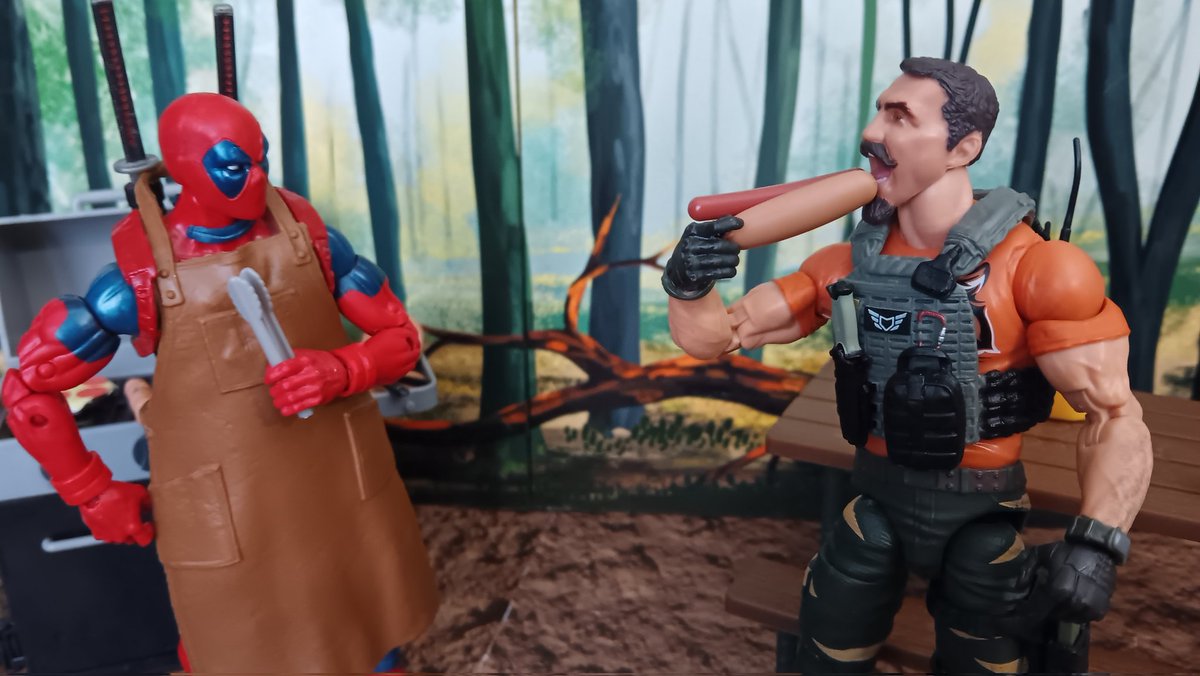 Ardvizcarr's tweet photo. Testing new Barbeque grill with Deadpool. https://t.co/GrHTIfMrCh