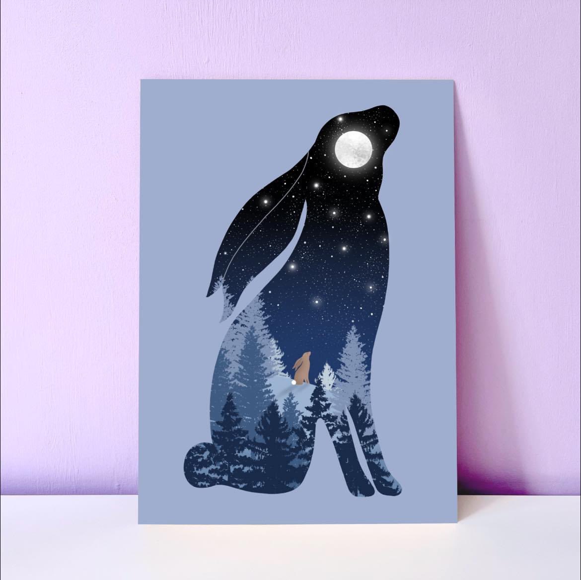 Moon Gazing Hare Print 💙💙💙 There is currently 50% off all prints until the 3rd July 💙💙💙 #womaninbizhour #yourbizhour #pagan #wildlife #moon #handmade #etsyuk #etsysale #giftideas #shopsmalluk #shopindie etsy.com/listing/107761…