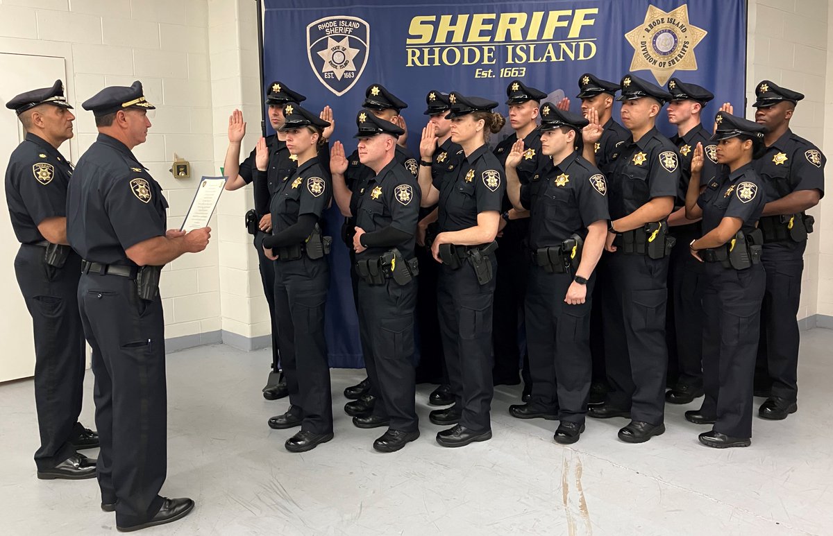 #RISheriffs Class of 2023 officially sworn in today on their first day of work as Deputy Sheriffs. Chief Sheriff DeCesare and Major Martellini swear in the class prior to their first shift of their career. #classof2023 #lawenforcement #nowhiring