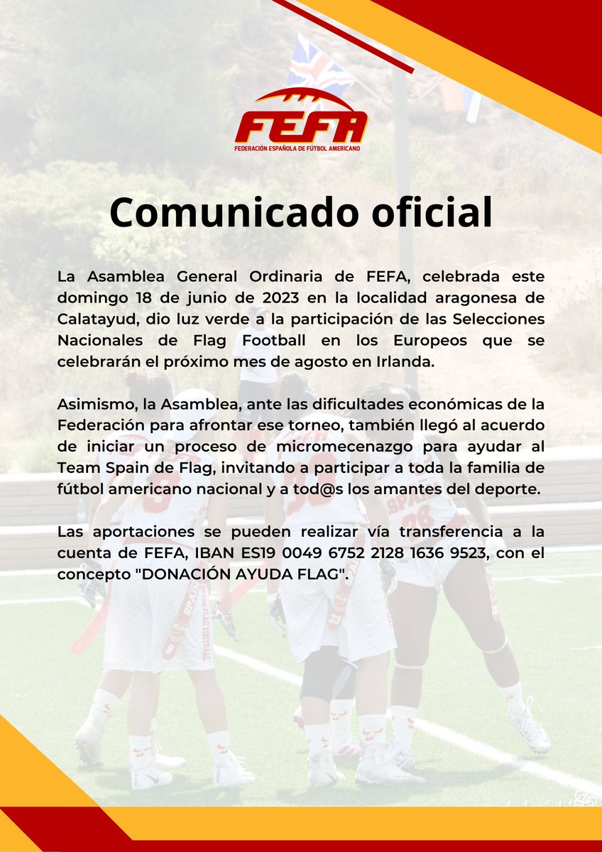 🏈 COMUNICADO OFICIAL

#ConéctatealFootball🏈  #FEFA