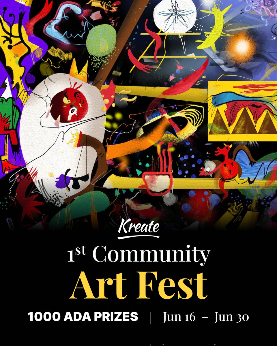 ☀️ Our Art Fest with 1000 $ADA in prizes is running till June 30! Get your entries in by then! 

PRIZES
💗 1st Place 500 ADA
💗 2nd Place 300 ADA
💗 3rd Place 200 ADA
🏵️ All participants get 1× Community Kreator token!
The top three Most Loved Artworks will win prize money! In…