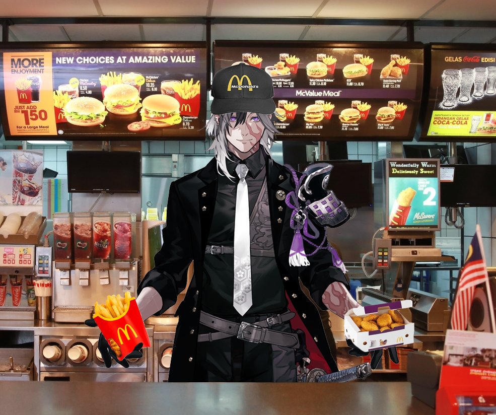 jikkyu mitsutada hands you your mcnuggets and fries