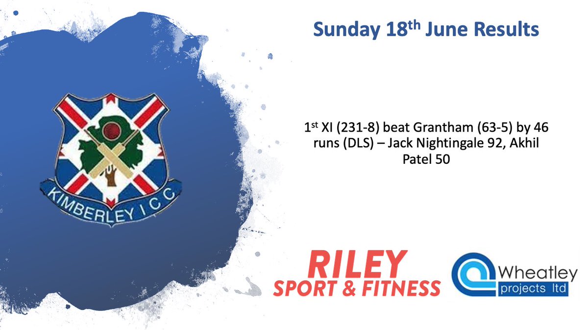 Kimberley ICC (@kimberleyicc) on Twitter photo 1st XI are through to the last 16 of the National Cup after beating Grantham yesterday!
We will take on Porthill Park or Nantwich away from home on Sunday 9th July. 1st XI are through to the last 16 of the National Cup after beating Grantham yesterday!
We will take on Porthill Park or Nantwich away from home on Sunday 9th July.