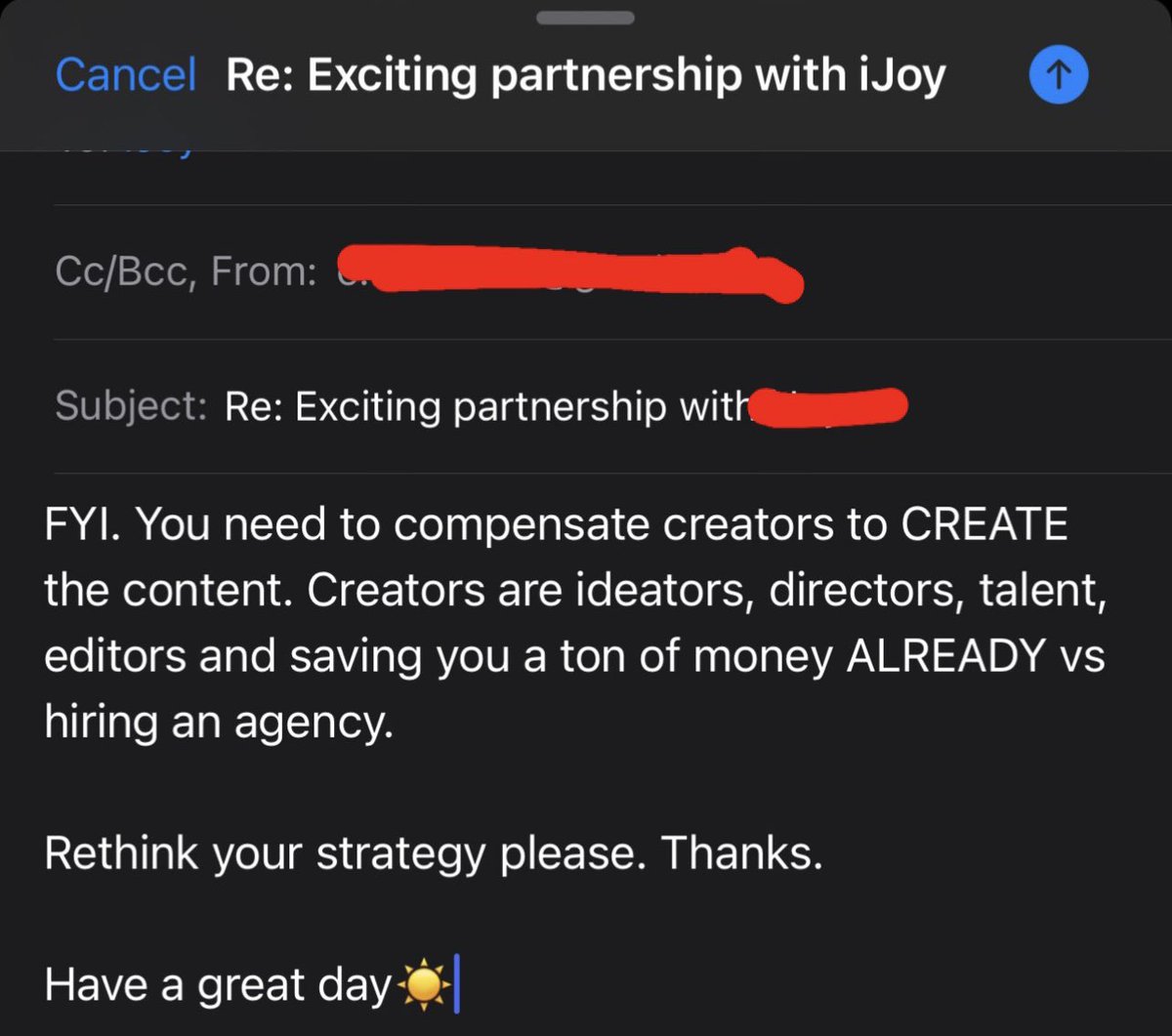 My response to the company who wanted free content but “we’ll pay you with commissions..” 
#ugccommunity #ugc  #UGCcreator