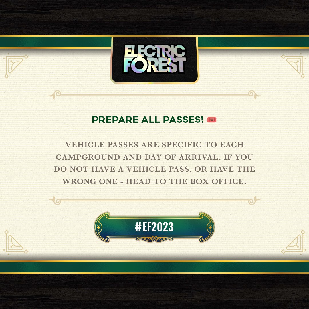 Electric Forest ⚡🌲 on Twitter "Prepare All Passes! 🎟️ Vehicle Passes
