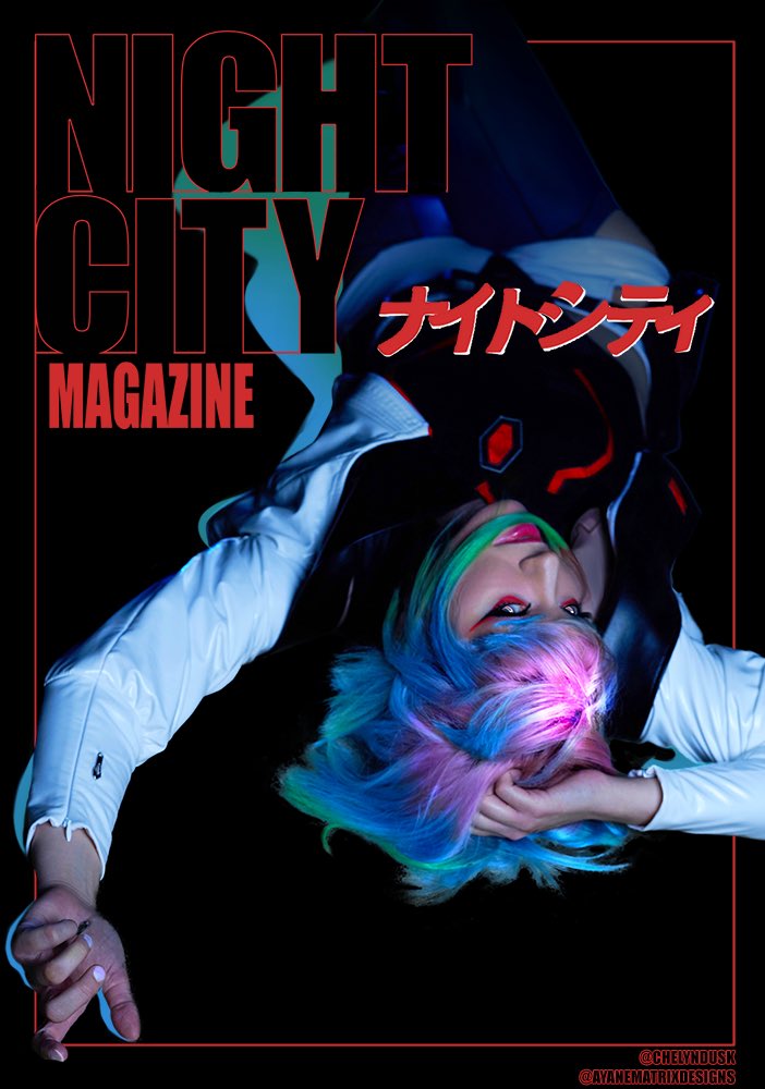 chelyndusk's tweet photo. Night City Magazine Recreate! 

I think the most challenging was recreating the pose and keeping my hair from moving 🤣. It’s easier to style a wig to stay in place rather than you’re real hair. 

Cosplay/Graphics/Edits - Me
@AMatrixDesigns - Photo

#Edgerunners #cyberpunk https://t.co/YzmIK31rw0