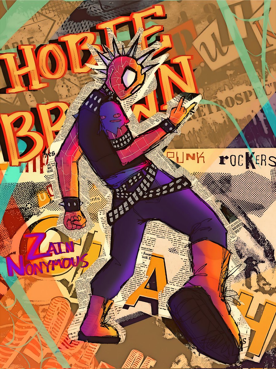 Zainenonymous's tweet photo. Drew Hobie Brown, my man 🤘🎸💥
#Spiderpunk #SpiderManAcrossTheSpiderVerse #acrossthespiderversefanart #acrossthespiderverseart #HobieBrown #hobiebrownfanart #hobiebrownart #instagramartist #milesnorales #SpiderMan2099    #spidergwen #pavitraprabhakar #Spiderpunkfanart https://t.co/kC0U58XBDS