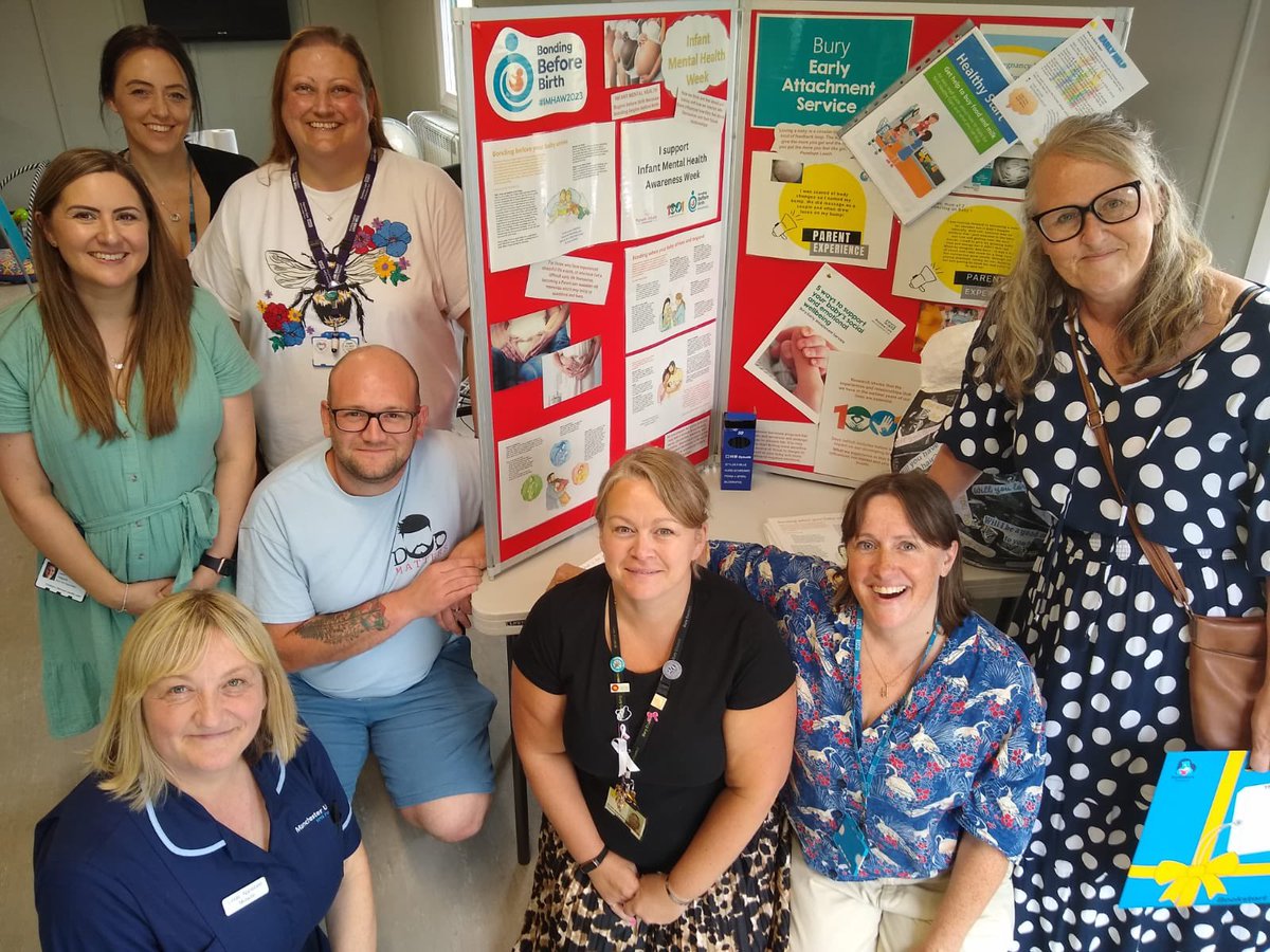 Bury Infant MH Team (Health Visiting, Midiwfery, Bury Early Attachment Service, Talking Therapies, GM Dad Matters, Bury Early Help) at the Well-being in Pregnancy event to mark #IMHAW2023 “Bonding Before Birth”! @NCAlliance_Jobs  <a href="/PennineCareNHS/">Pennine Care NHS FT</a>   <a href="/DadmattersGM/">DadmattersGM</a> <a href="/BuryCouncil/">Bury Council</a>