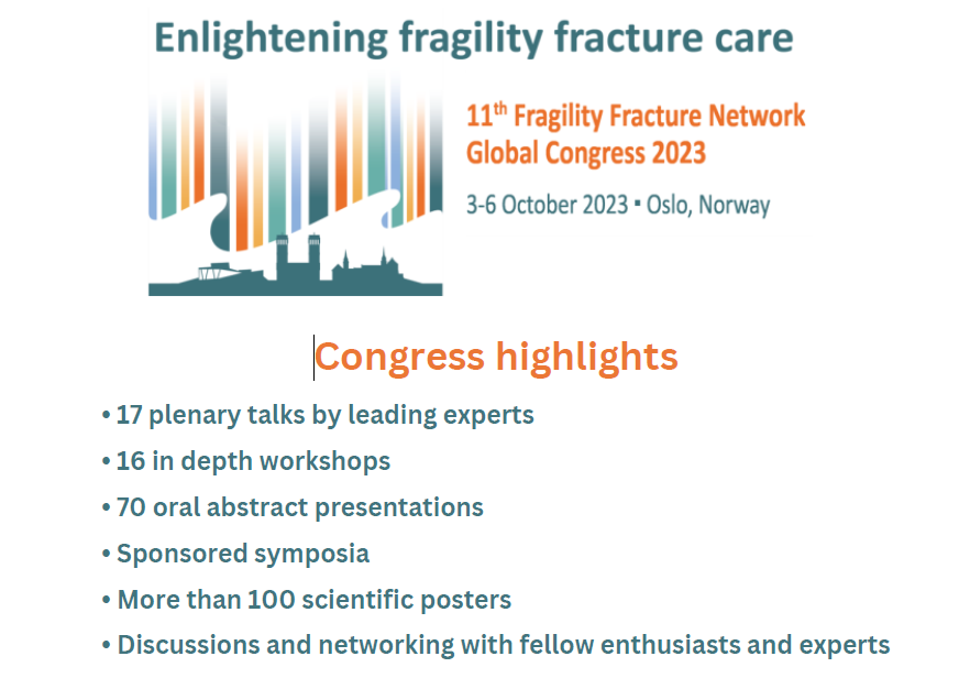 GeriatricFX's tweet photo. The 11th @FF_Network Global Congress 2023 will be an exciting 3-day Congress (3-6 Oct 2023) in Oslo, Norway. https://t.co/PNmuYdHfWQ #Geriatric #fracture https://t.co/muWYgwEfMr