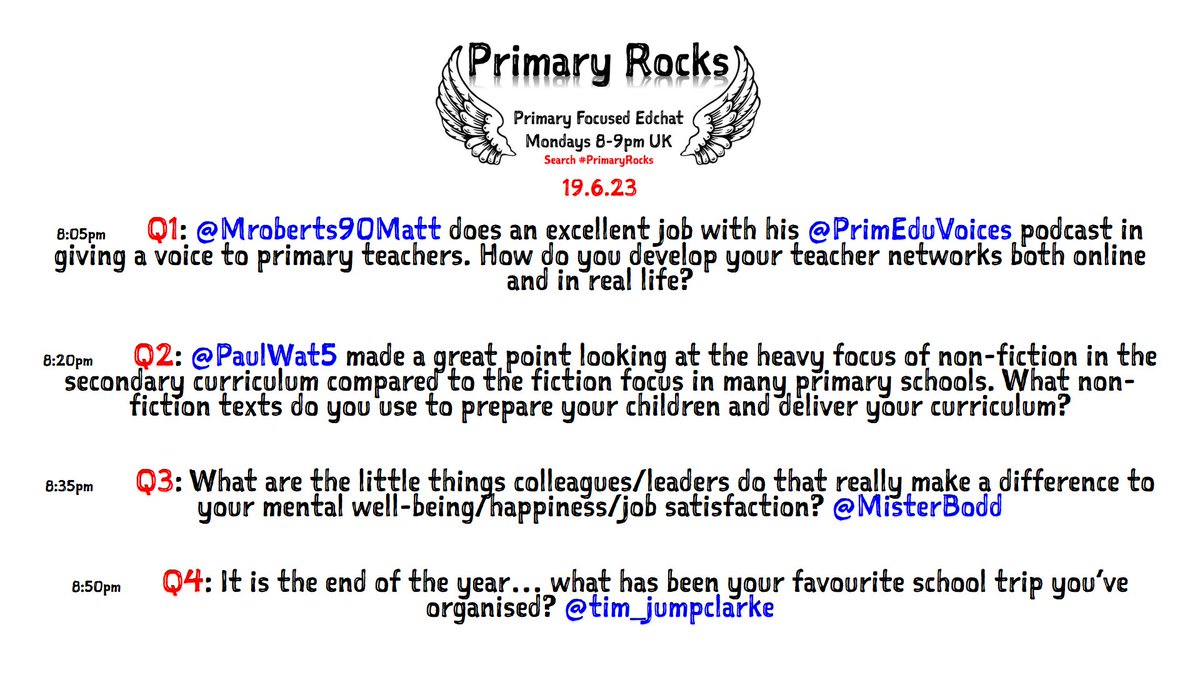 1 minute until #PrimaryRocks Question 2 from @PaulWat5