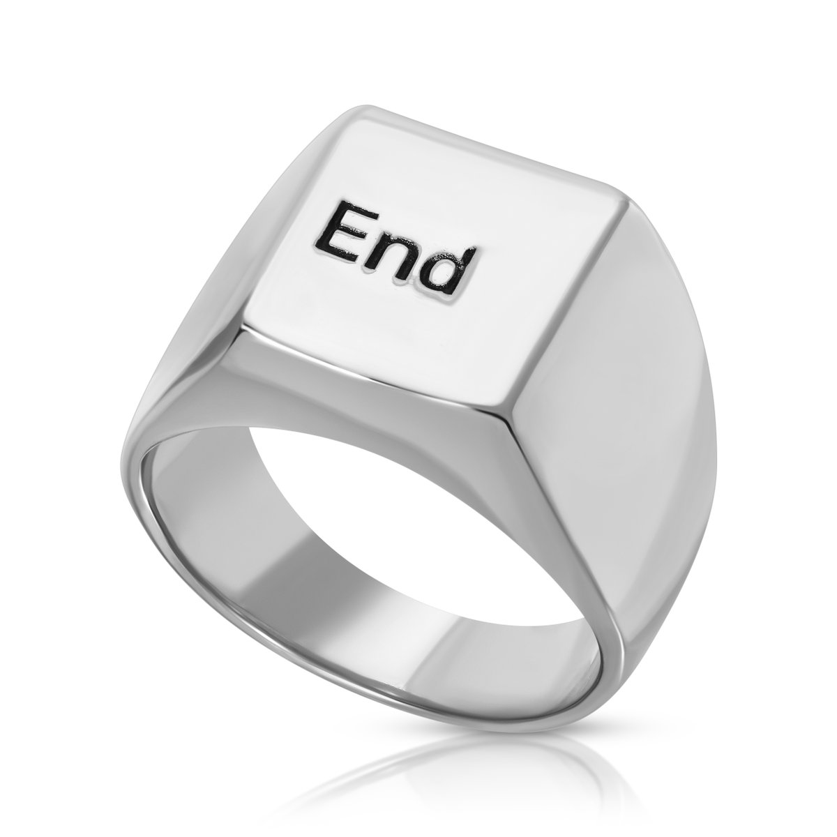 End - Computer Key Ring .925 Sterling Silver Black Enamel