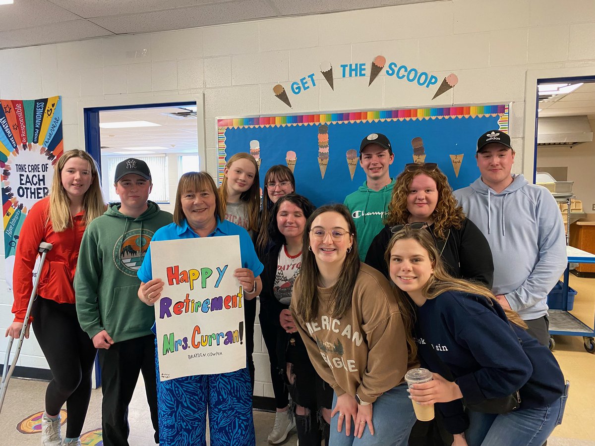 When the principal of your elementary school has been teaching in the community for 28 years, retirement has to be special.  
Some of our student council visited her today with a card signed by her former students here at MCHS. 
Congratulations Mrs. Curran!