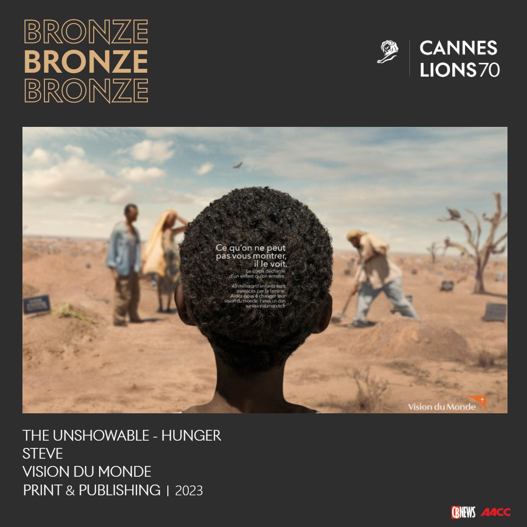 CB_News's tweet photo. 🦁1er jour à Cannes et les premiers prix des agences française tombent pour la catégorie « Print &amp; Publishing » avec @Steveagency pour la campagne de Vision du monde et @PublicisConseil pour la campagne Solar Impulse. #CannesLions2023 https://t.co/ahyvLXBWdh