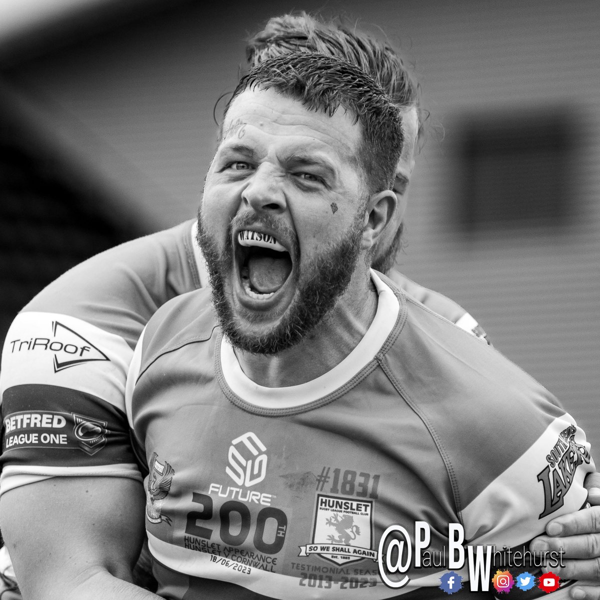 I think every sports photographer will see THAT image when he’s editing his post-match images. <a href="/HunsletRLFC/">Hunslet RLFC</a> v <a href="/CornwallRLFC/">Cornwall RLFC</a>, <a href="/Jimmywatson123/">Jimmy Watson Testimonial 2023</a> scores a try on his 200th club appearance. Tragically I had a ‘technical’ issue capturing the actual try moments earlier, sorry Jimmy 😇