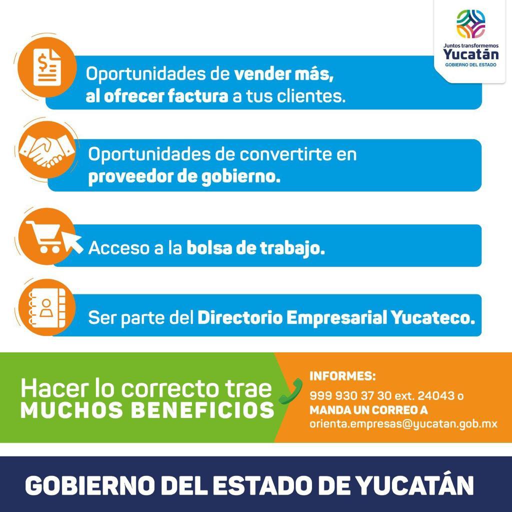 #Aviso 

Si tienes un negocio que #produce, #vende u ofrece un servicio puedes aprovechar estos beneficios que te presentamos en las imágenes 👇🏼

Para más información comunícate al 999 9303730 Ext. 24043 o al correo orienta.empresas@yucatan.gob.mx