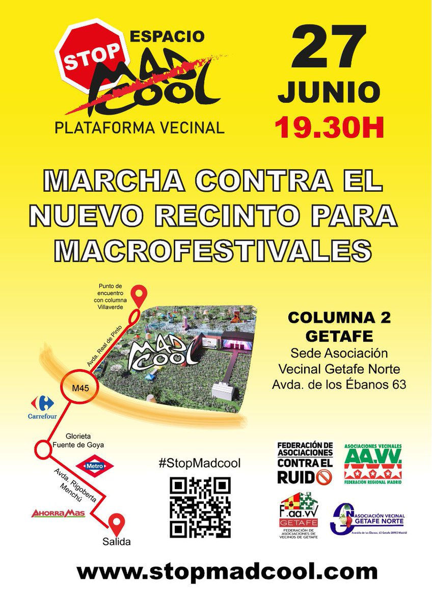 NorteAv's tweet photo. Para que podamos seguir viviendo en nuestro barrio y nuestra ciudad, defendamos nuestros derechos. Te esperamos. #StopMadCool. @vecinosgetafe @FRAVM @StopMadcool_23 @facontraelruido https://t.co/AQk1R2Obkr