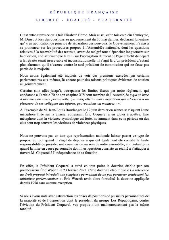 MathildePanot's tweet photo. 🔴 Les pressions que subit depuis plusieurs semaines le Président de la Commission des Finances @ericcoquerel sont inadmissibles.

Son indépendance vis-à-vis du Gouvernement gène.

Nous saisissons la Présidente de l’Assemblée nationale @YaelBRAUNPIVET pour que cesse ces pratiques contraires à la séparation des pouvoirs.