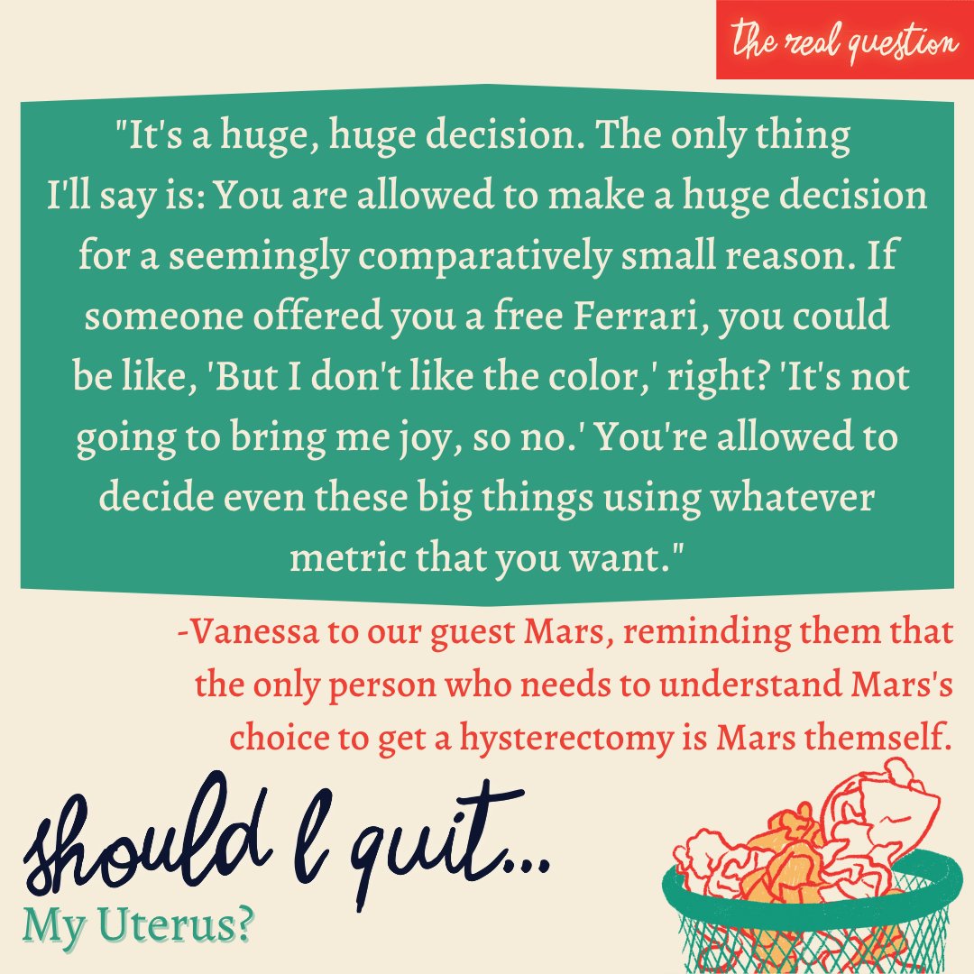 Mars is trying to figure out if it's time for them to quit their uterus-- the 4 days a month they have their period cause them great suffering, but is that reason enough to give up on ever carrying a child? @vanessamzoltan helps Mars discern. Listen here: ow.ly/6rNo50OS0v1