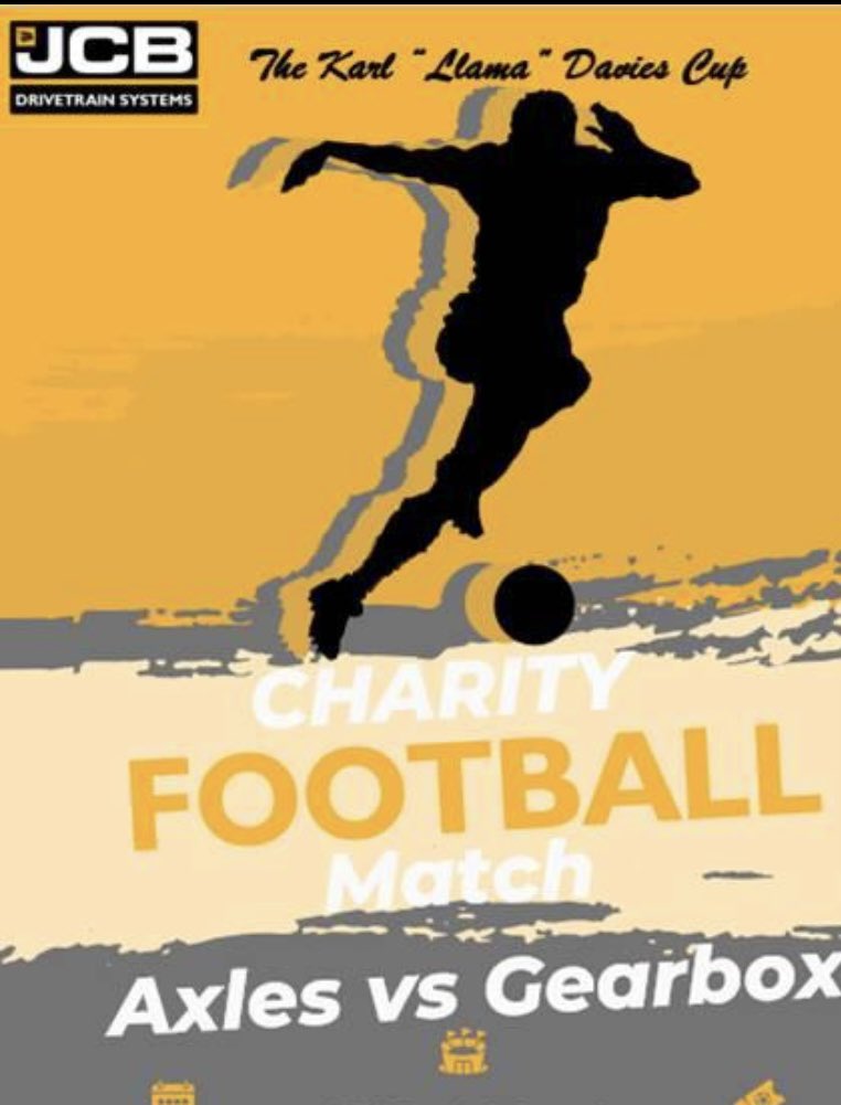 philbathers's tweet photo. I sadly lost my mate and work colleague this year after a short illness , JCB are holding a charity football match Axles v Gearbox (23rd July @ Lex FC ko 2pm ) in memory of Karl Davies ( Llama) I would be most grateful of any donation which will be in aid of Nightingale house ❤️ https://t.co/m9Kr186VP3