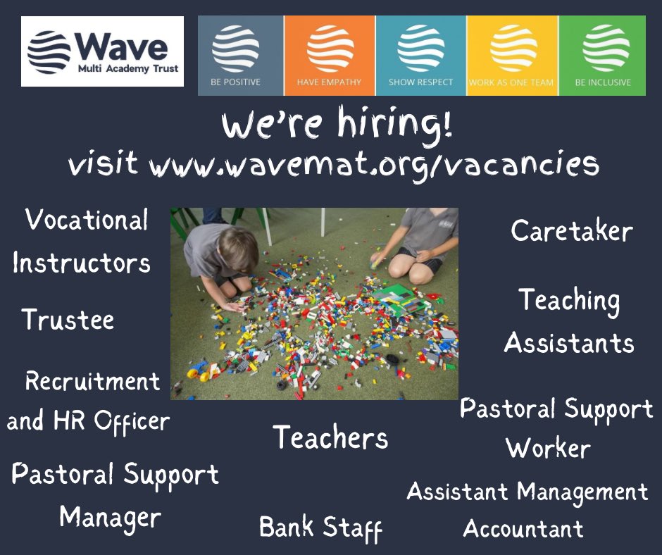 Head to our website wavemat.org/vacancies to check out these job opportunities across Wave Trust. #hiring #cornwalljobs #devonjobs #