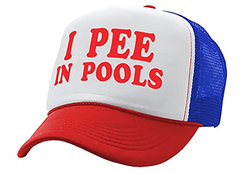 I Pee in Pools Funny Dare Gag Gift Joke - Adult Trucker Cap Hat, RWB - amazon.com/dp/B01F0I7KDG?… #smallbusiness #naughtygifts #gift #rudegiftshop #funnymugs