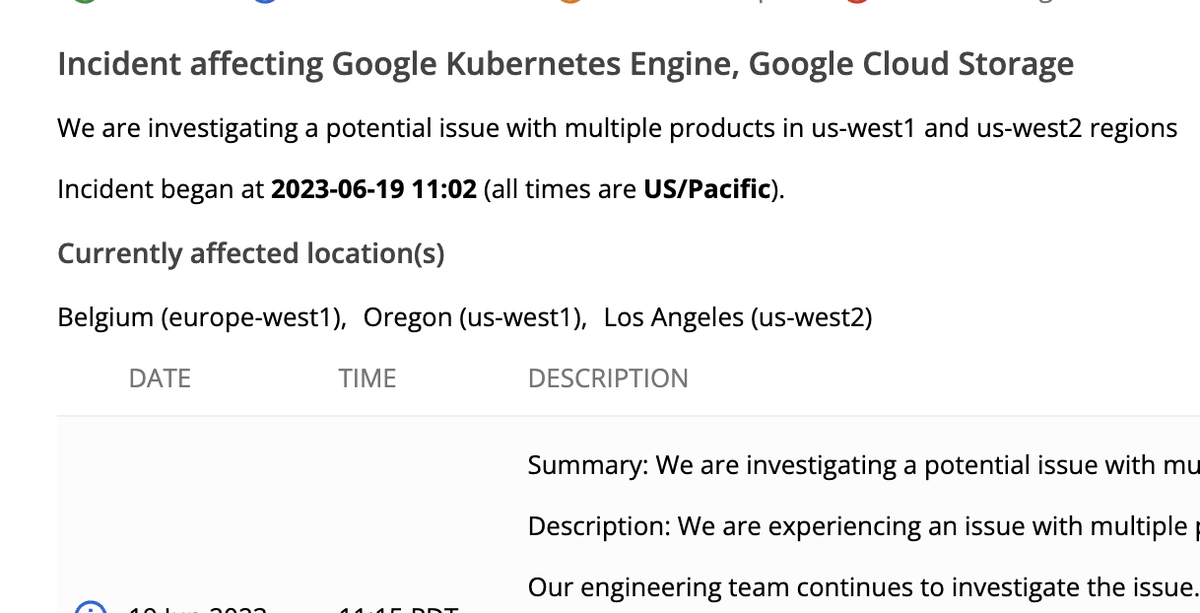 It took @googlecloud FOUR hours to post a critical incident on their status page just now.

And no GCP, the incident did NOT begin at 11:02 PT. It began at 7:30 AM PT because @render engineers got paged well before yours did.