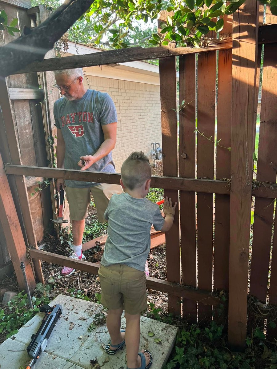 My helper and I replaced an old section of fence this weekend. #weekend #work #helper #FatherAndSon