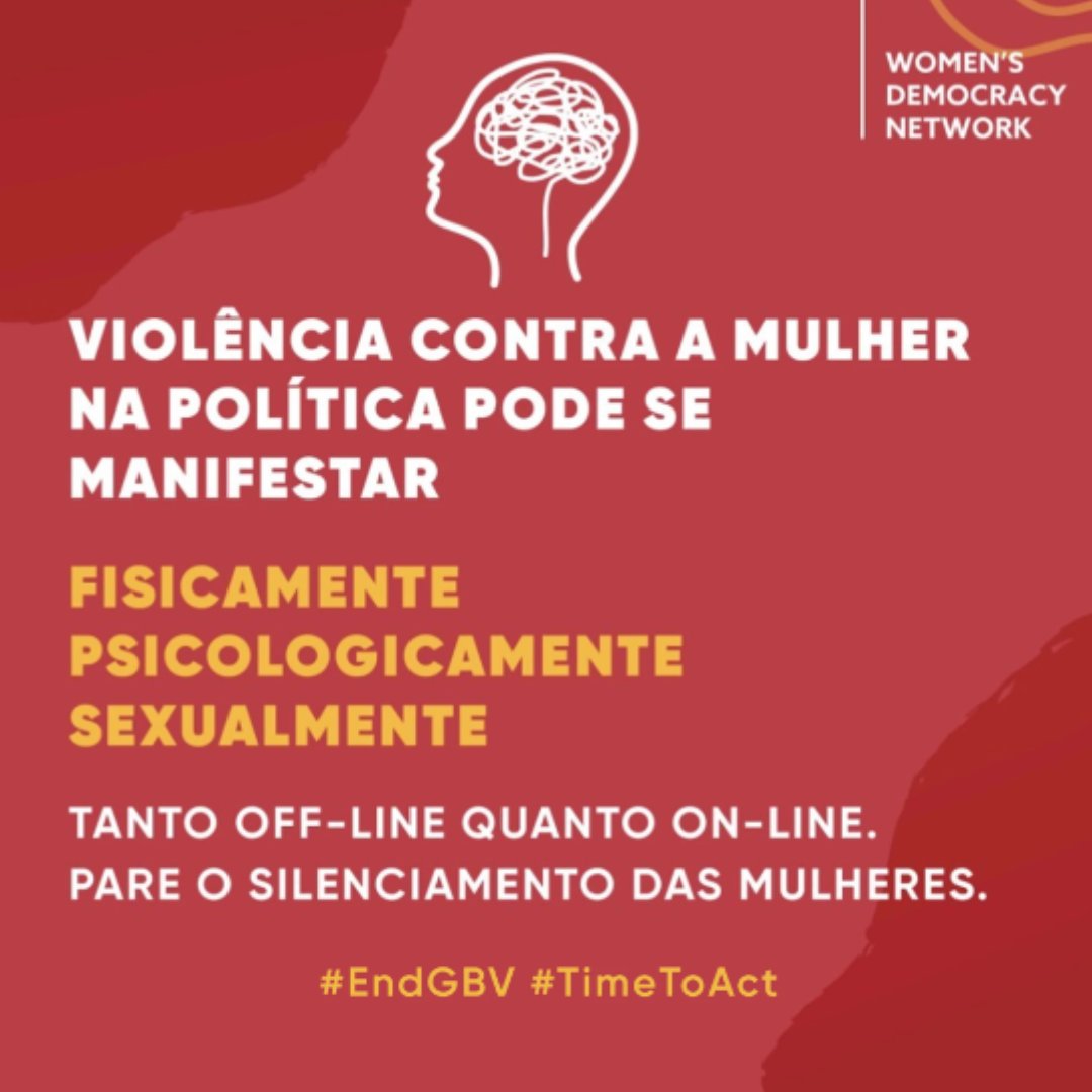 WDNBrasil's tweet image. A #VCMP pode ser física, sexual ou psicológica. 82% das mulheres parlamentares relataram violência psicológica, sendo que 44% receberam “ameaças de morte, violação, agressão ou rapto contra elas, ou as suas famílias”. #TimeToAct #EndGBV Mais aqui: bit.ly/10DaysOfActivi…