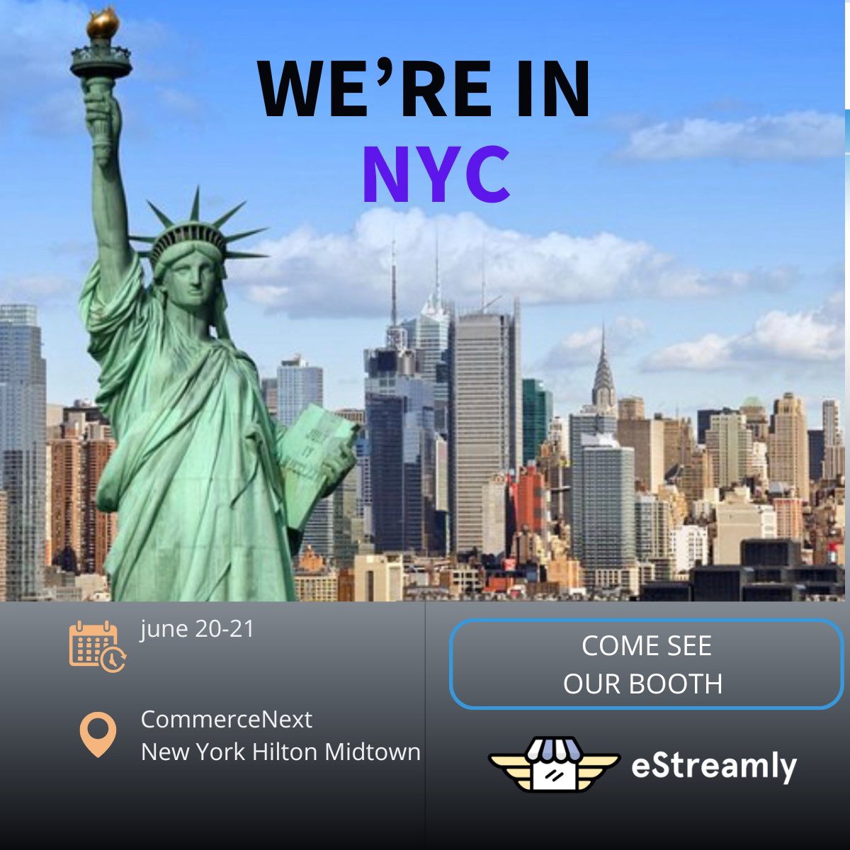 eStreamly, your favorite shoppable livestream and video solutions, will be exhibiting at Commerce Next!. Come interact with our team, explore, and see firsthand our technology. #CommerceNext #eStreamly #LivestreamShopping #Ecommerce