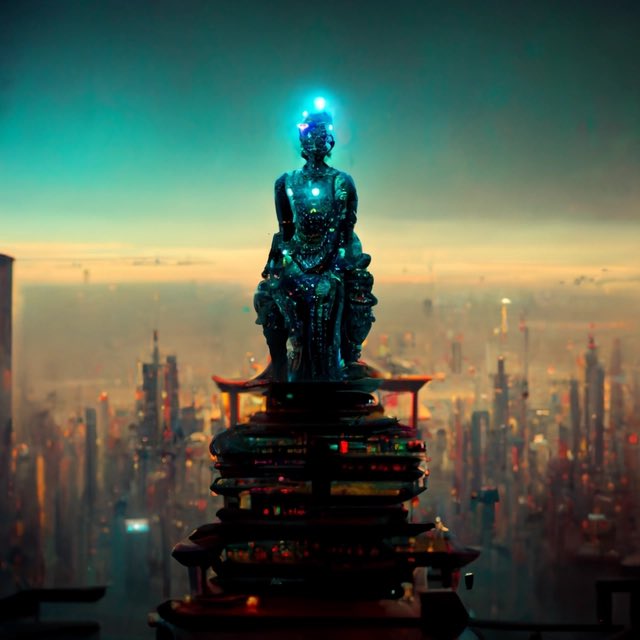 5’4”, cyberpunk avalokiteshvara, embodiment of compassion