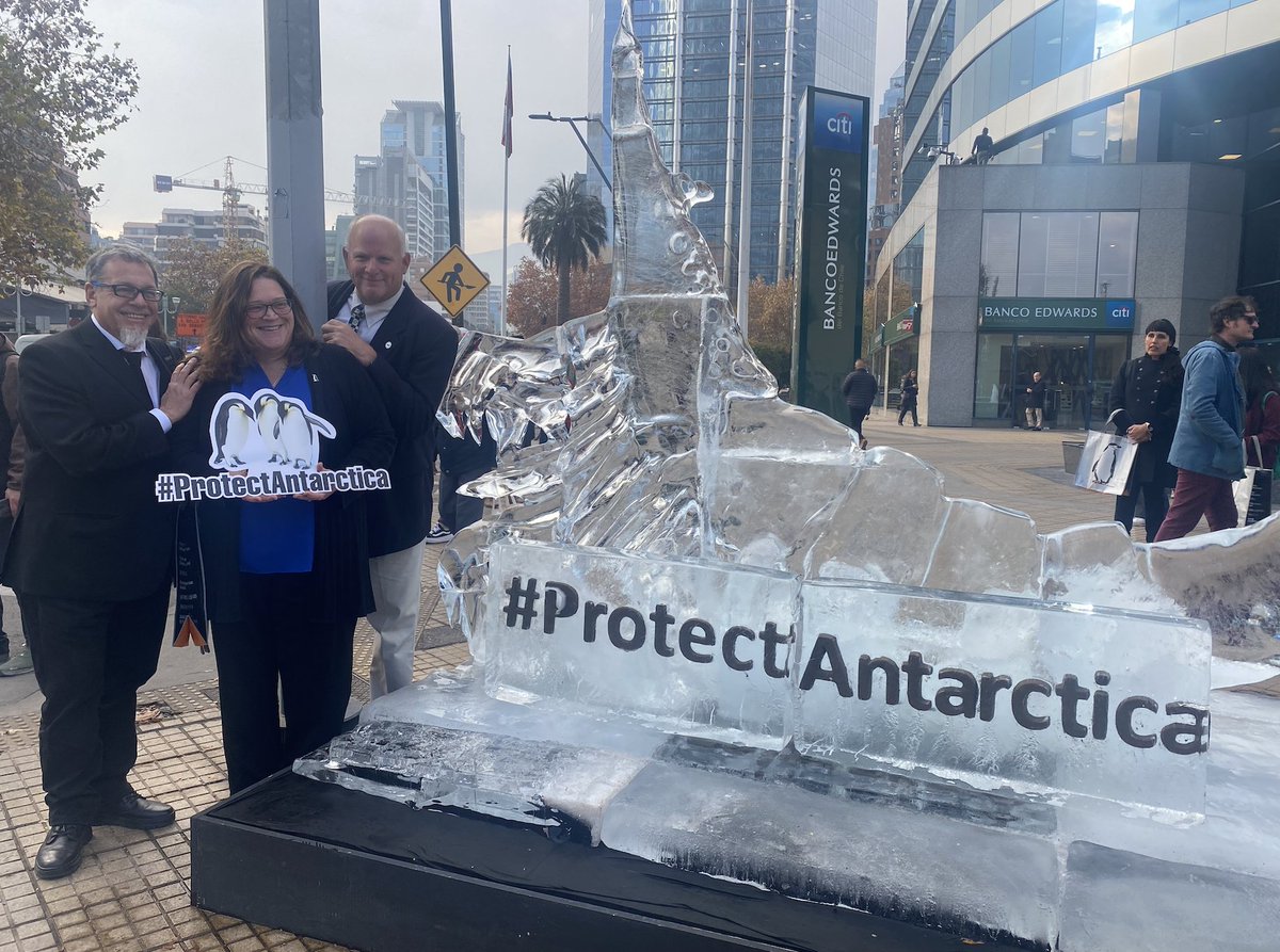 Did you catch the #krill ice sculpture today in Santiago 🇨🇱? We commissioned this ice sculpture, built by the Creative Studio Bla!, to bring awareness on the importance of protecting #Antarctica’s #SouthernOcean during the Special #CCAMLR Meeting. #ProtectAntarctica