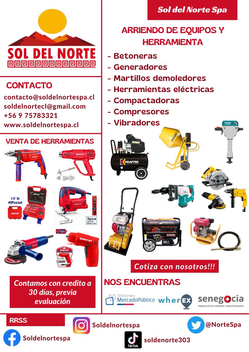 NorteSpa's tweet photo. Arriendo de Equipos y Herramientas #Tocopilla https://t.co/ccuESk8LQv