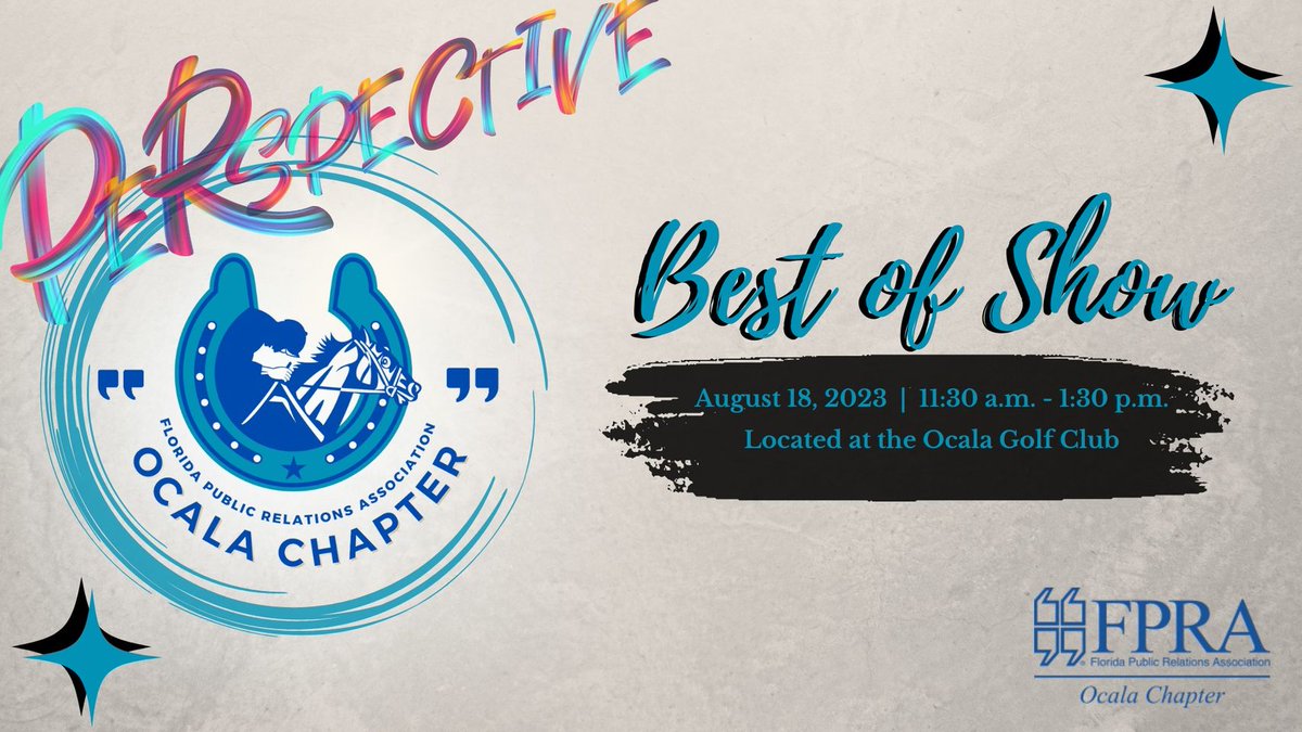 Our Best of Show 2-hour program on Aug. 18 celebrates the year's events, congratulates State President Wendy C. Wacker, welcomes the chapter's new officers and we pass the gavel with past presidents, enjoy food, plus our Toni James, APR, CPRC, PACEsetter award will be given out.