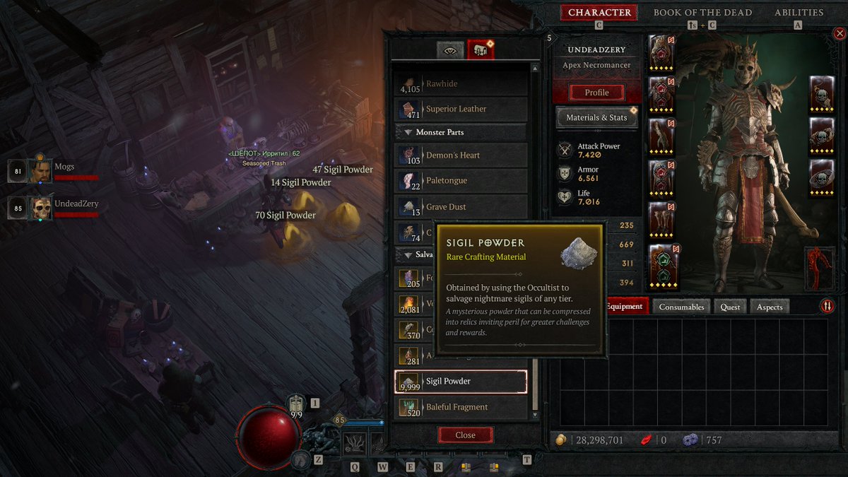 Why on earth is there a cap on sigil powder or any material for that matter? just make it infinite, especially for a game like this.

QoL update please? <a href="/Diablo/">Diablo</a> #DiabloIV