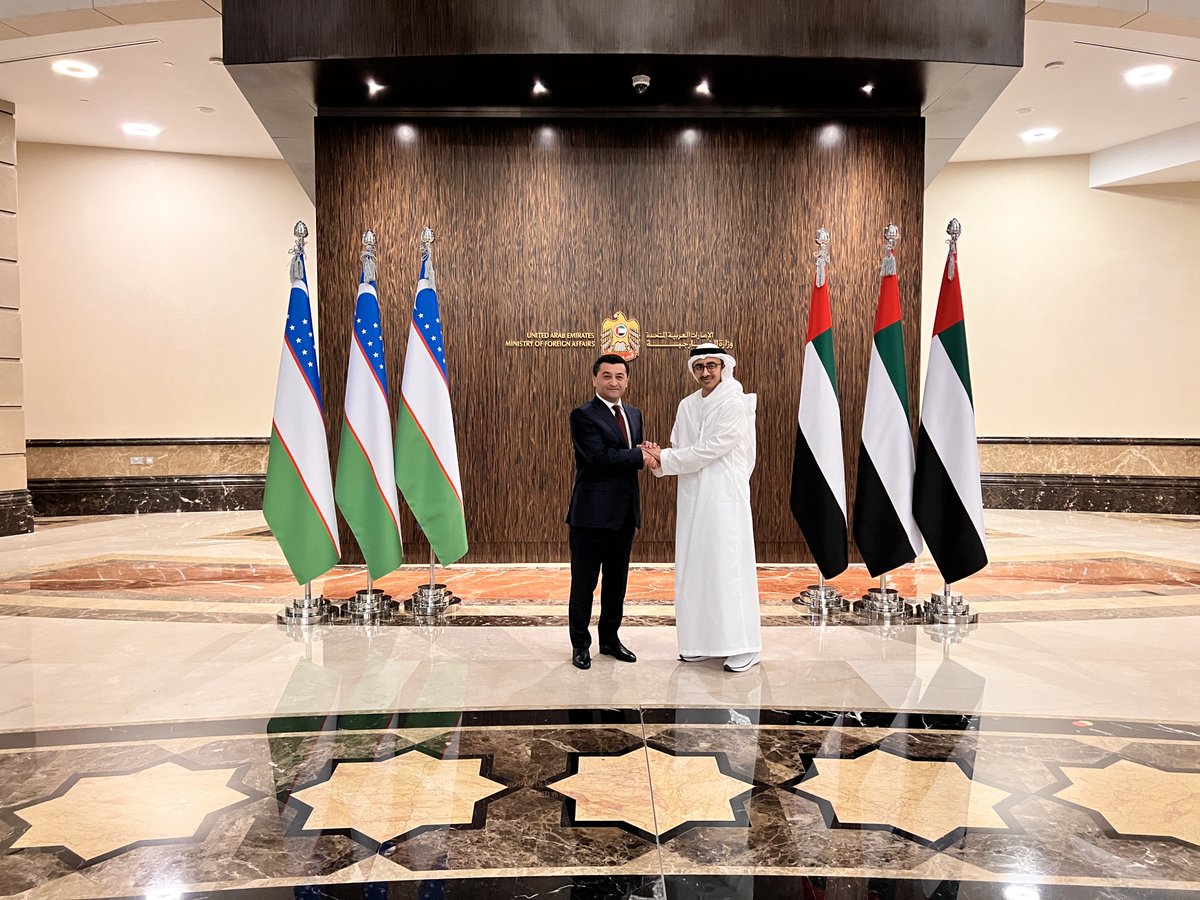 Our extended agenda covered proposals to further intensify bilateral cooperation and strengthen the dialogue on regional & international levels. We have also set tasks for facilitating contacts between @MoFAICUAE and @uzbekmfa to enrich our mutually beneficial partnership.