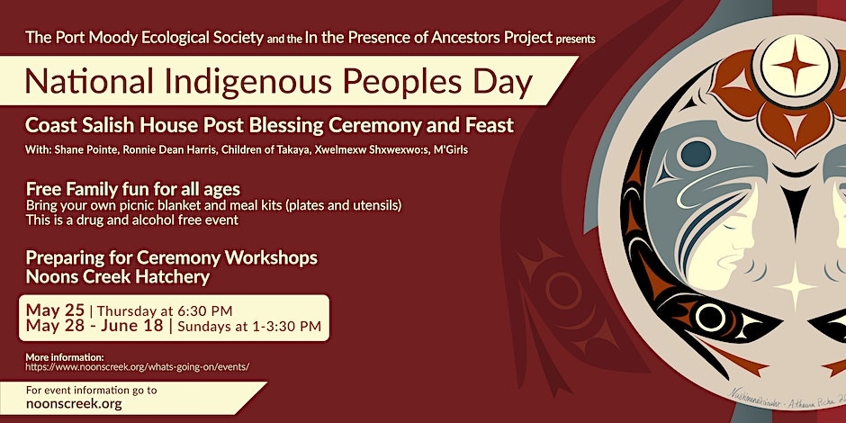 Celebrate National Indigenous Peoples Day on June 21 at Rocky Point Park! Join us for a blessing ceremony and feast, featuring three house posts carved by Coast Salish artists. Learn more at bit.ly/43ypBnL and get tickets at bit.ly/3ILAkDu. #portmoody