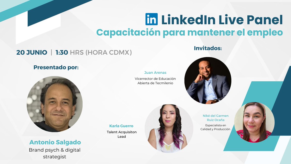 No se pierdan el panel "Capacitación para mantener el empleo".
Mañana, 1:30pm a través de LinkedIn Live.
<a href="/droso/">Antonio Salgado</a> <a href="/CDCTecmilenio/">CDCTecmilenio</a> #ProfesionalízateConCDC
<a href="/gerardohdz_p/">Gerardo Hernández</a> <a href="/claujanez/">Claudia Janez</a>