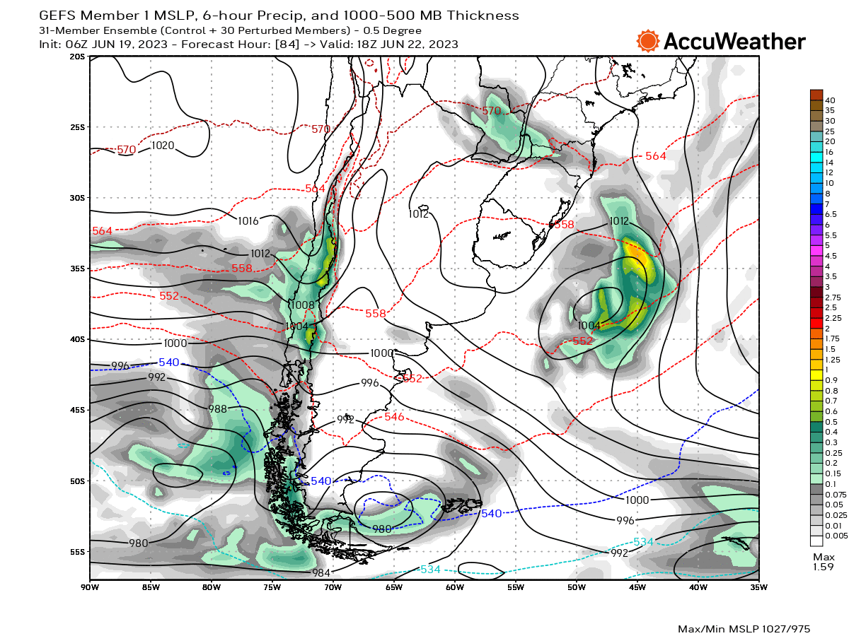 jnmet's tweet photo. A front and upper trough can bring some needed rain &amp; mountain snow to central #Chile late this week. https://t.co/SWp5RENsVE