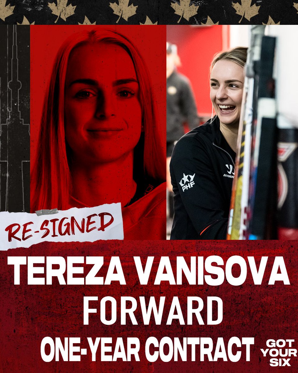 🚨 TEREZA STAYS 🚨 

We are proud to announce we've re-signed our Isobel Cup overtime hero @VanisovaTereza to a one-year contract for 2023-2024!

📰:toronto.premierhockeyfederation.com/news/toronto-s…

#GotYourSix | @PHF