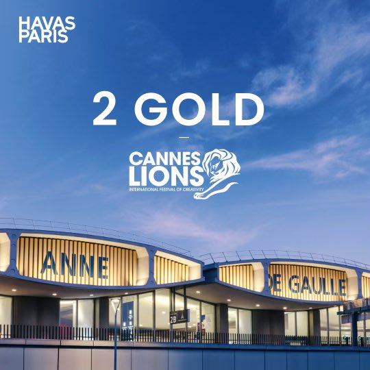 Quelle soirée ! ✨

Consécration pour notre campagne Anne de Gaulle qui remporte deux golds historiques aux @Cannes_Lions 2023.

Le résultat d’une idée puissante portée par une collaboration unique !
@Fondation_AdG, @GroupeADP, @franceinfo 

#HavasCannes #CannesLions2023