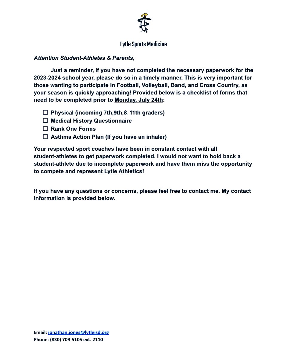 Lytle Athletic Training tweet media