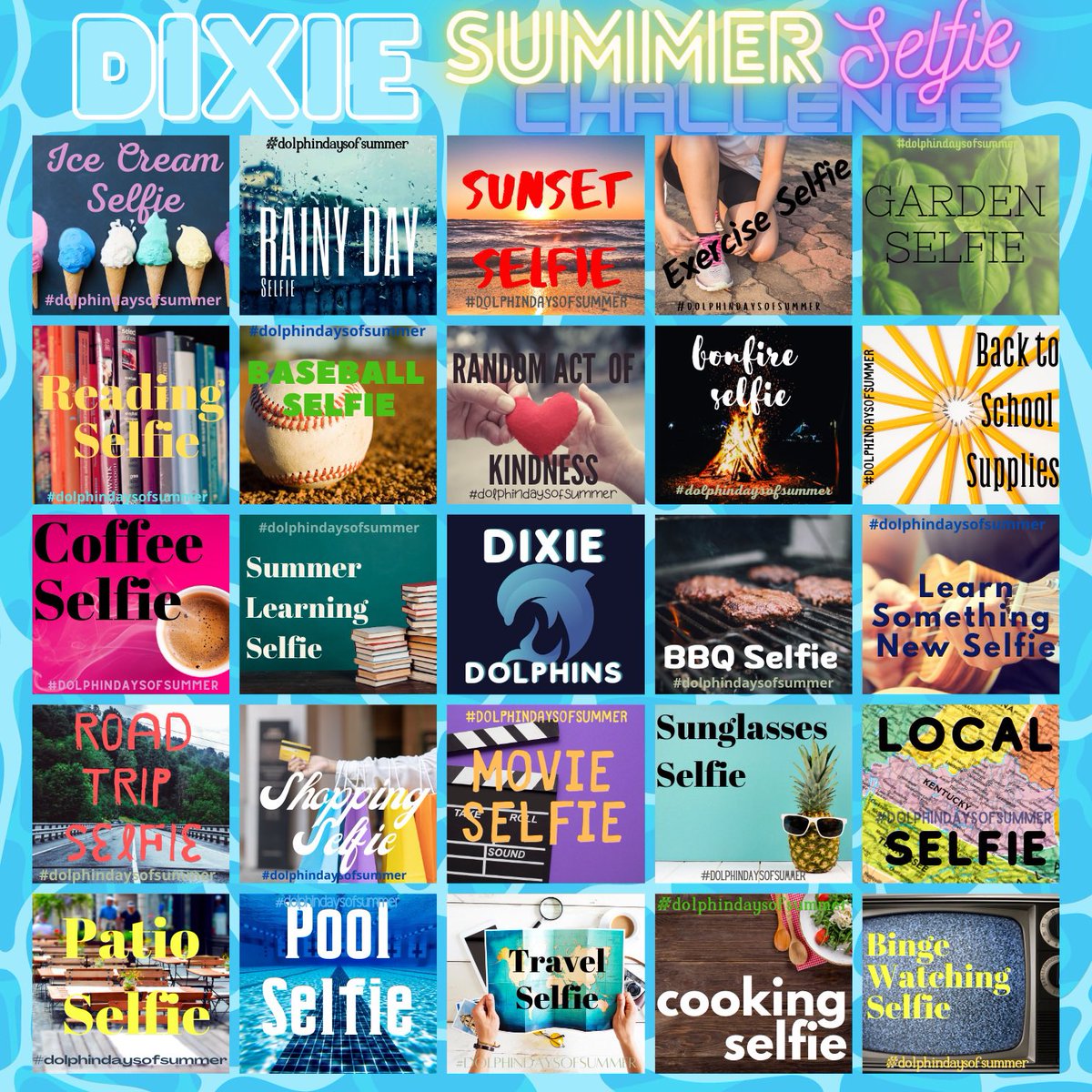 At Dixie our positive culture is our magic sauce that is the foundation for all the awesome things we accomplish with our students! One way we stay connected over the summer is w/ our #summerselfiechallenge. Join us! Just tag us with your selfie! 🤳🤩🐬💙#dolphindaysofsummer