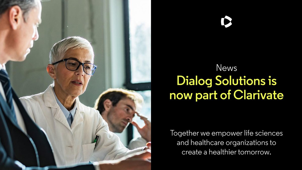 DialogSols's tweet image. We’re moving to @ClarivateHealth &amp;gt;&amp;gt; follow us to learn about our #biopharma, #medtech and #RWD solutions.