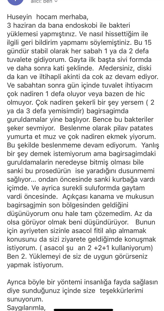 Günde 6-7 defa kanlı dışkılaması olan kortizon bağımlısı #ulcerativecolitis hastamın #probif ile tecrübesi ☺️❤️ #ibd