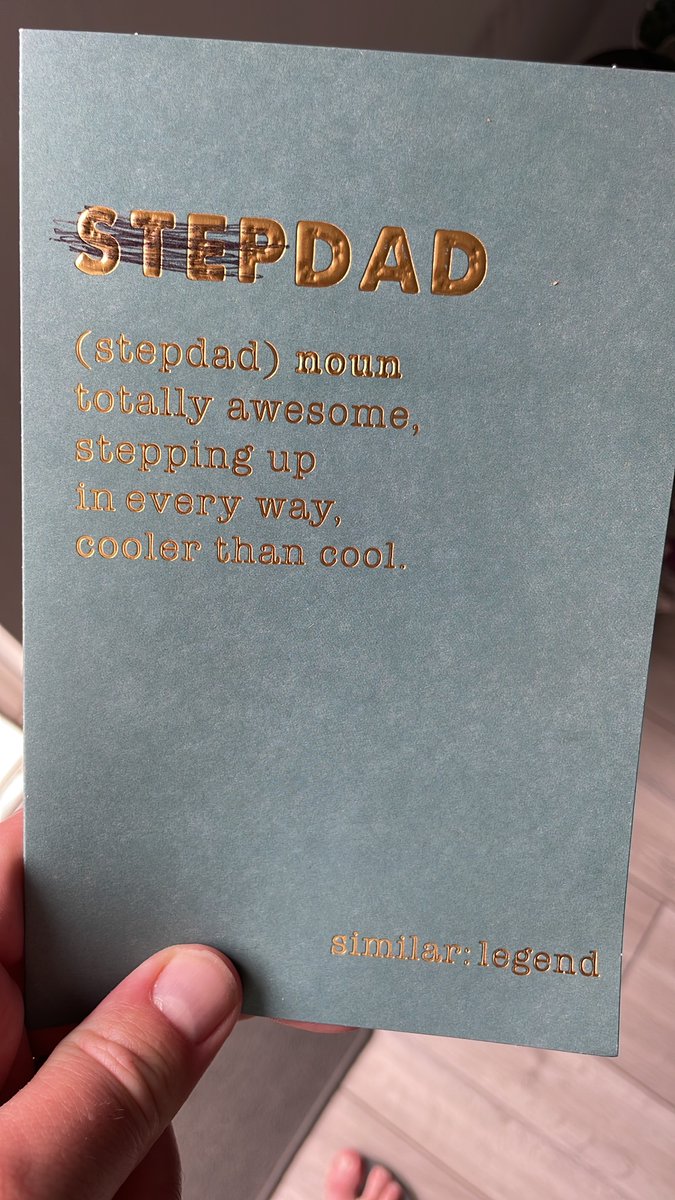 My 11 year old boy isn’t technically mine. He was 1 when I met my missus. Raised him with the same love I have for my daughter. Got given the usual stepdad card yesterday and he decided to scribble out the word step. Not ashamed to admit I blubbed like twat.Meant the world to me