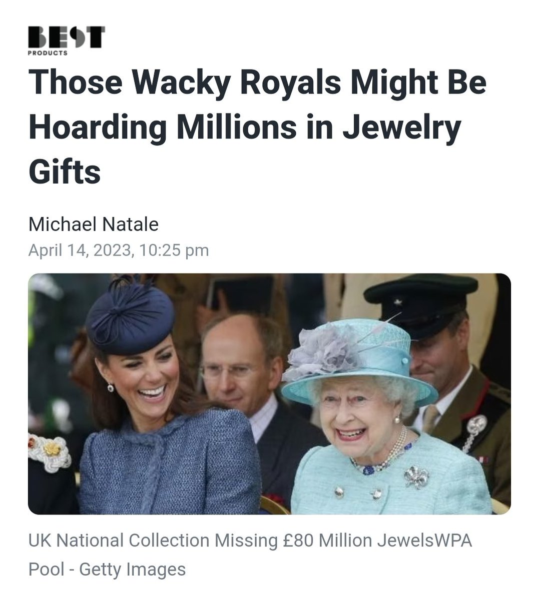 ( #Meghanmarkle #PrinceHarry)

Roughly £80 million in official gifts 
are reportedly not where they're supposed to be. 👇🏼

£80 million jewellery gifts missing from royal family collection.

#KateWhereAreTheJeweliers
#MissingJewellery
#StolenJewellery 

sports.yahoo.com/those-wacky-ro…