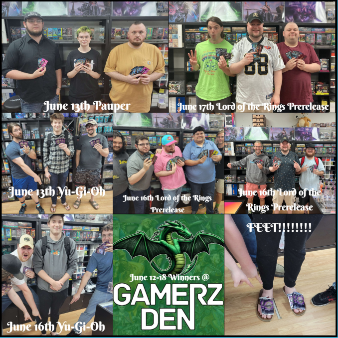 Congrats to all of our winners last week!!!!

#gamerzdenoxford #games #shoplocal #JoinTheDen #GetYourGameOn #yugioh #magicthegathering #WPN #wizardsofthecoast #oxfordms #olemiss #LafayetteCountyy #hottytoddy #lordoftherings #tolkien #prerelease #magicthegatheringuniversesbeyond