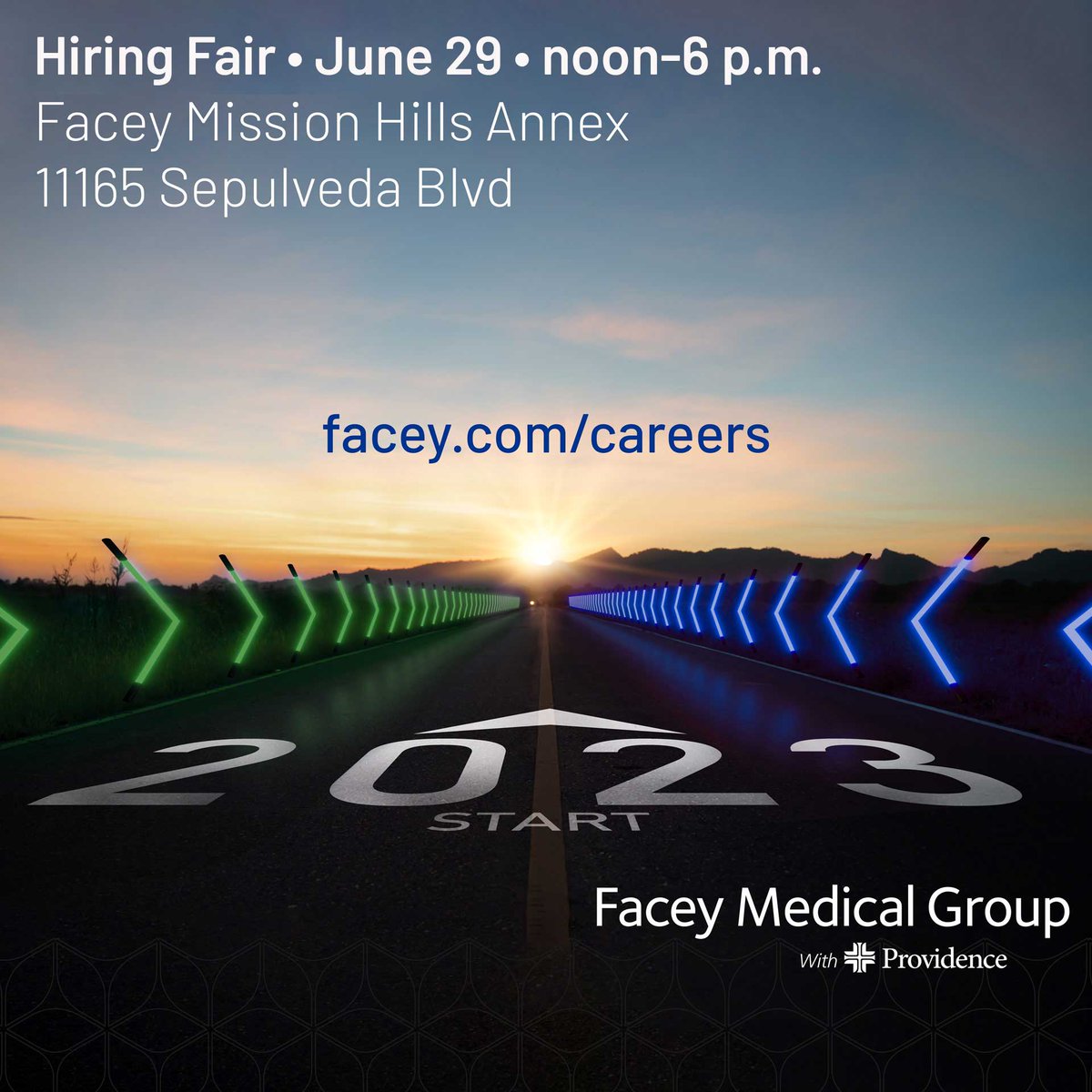 FaceyMedical's tweet photo. Looking for a mid-year reset? Come to our career fair in Mission Hills on June 29 where you can apply in-person for open positions at Facey clinics, including our new urgent care clinic opening in Burbank this fall! Learn more and pre-register by going to https://t.co/FojRucf88V https://t.co/SXVmCo2qPX
