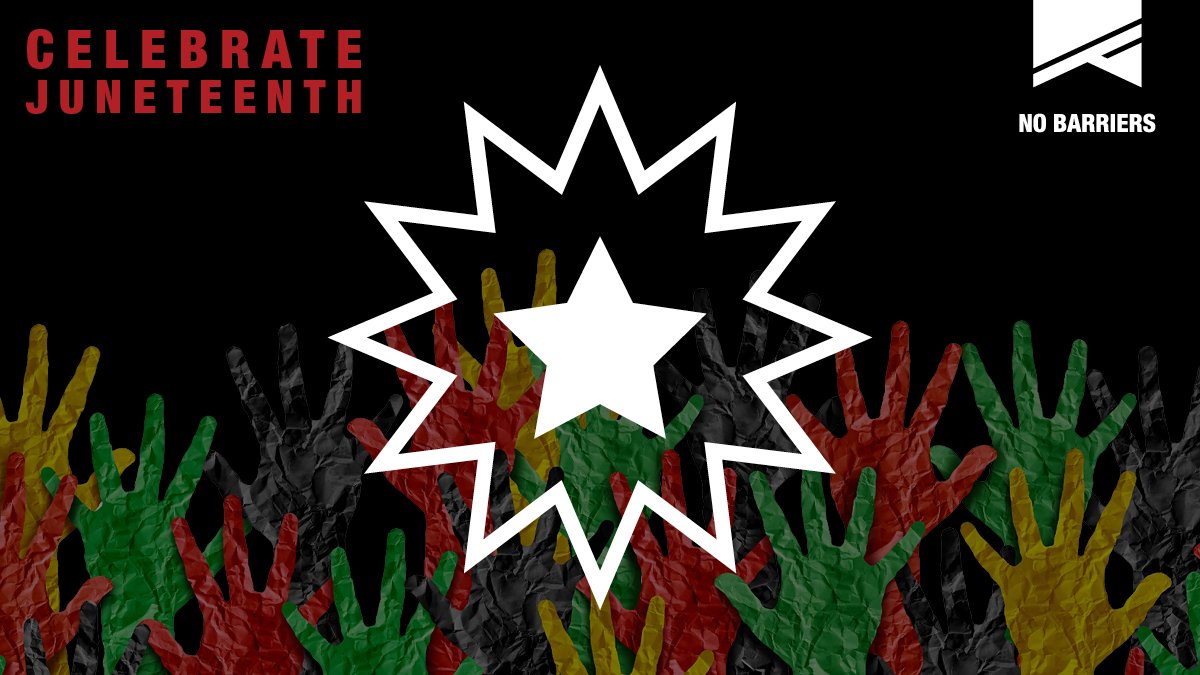 Wishing our community a happy #Juneteenth today. The day celebrates June 19, 1865, when enslaved individuals in Texas learned they were freed over two years after the Emancipation Proclamation. No Barriers is proud to honor Juneteenth, celebrate freedom, remember, and reflect.
