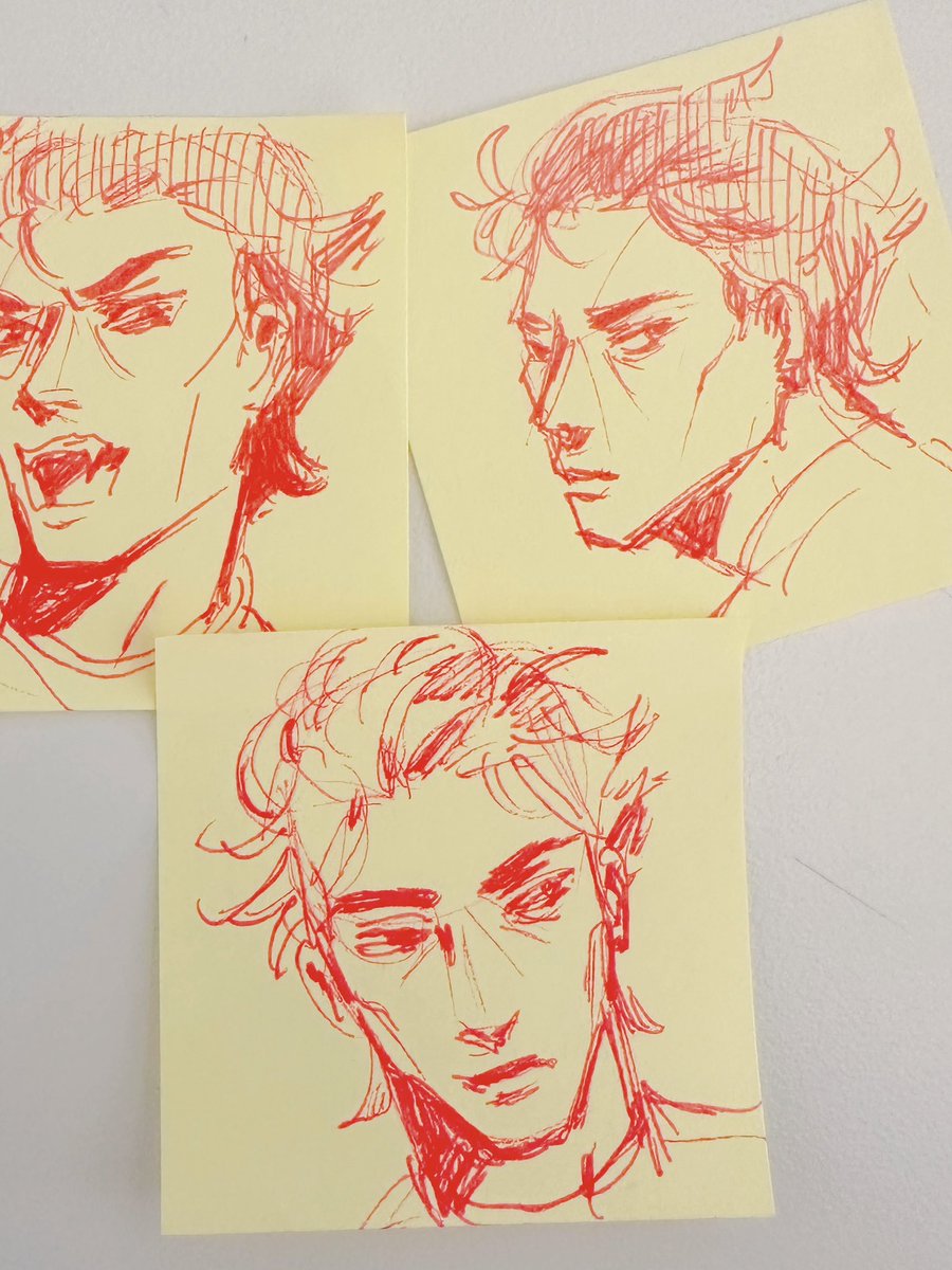 network down at work so im practicing drawing miguel on sticky notes amen